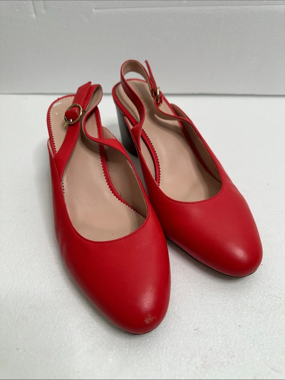 J crew Red Slingback almond teo Pumps - Women's size 9.5 comfortable
